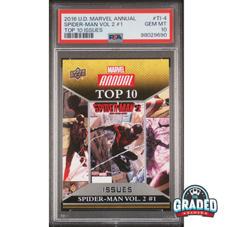 2016 Upper Deck Marvel Annual Top 10 Issues Card TI-4 Spider-Man Vol 2 #1 Miles Morales PSA 10