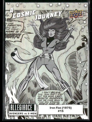 2023 Upper Deck Marvel Allegiance Avengers Vs X-Men A Cosmic Journey Card PJ9 Iron Fist (1975) #15 A Cosmic Journey Black & White Set