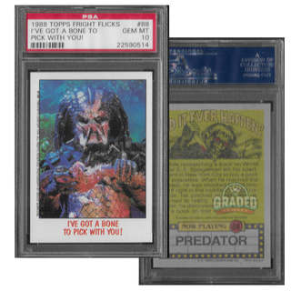 1988 Topps Fright Flicks Card 88 I've Got A Bone To Pick With You!  (Predator) PSA 10