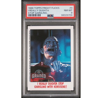 1988 Topps Fright Flicks Card 4 Nightmare Before Elm Street I Really Oughta PSA 8